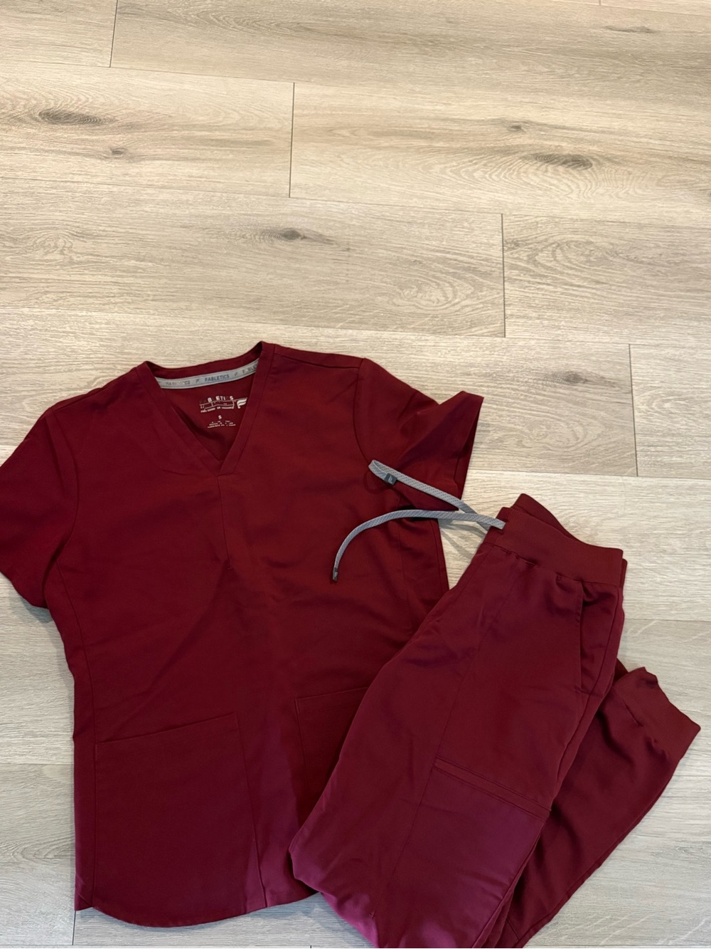 Fabletics Burgundy Scrub Set